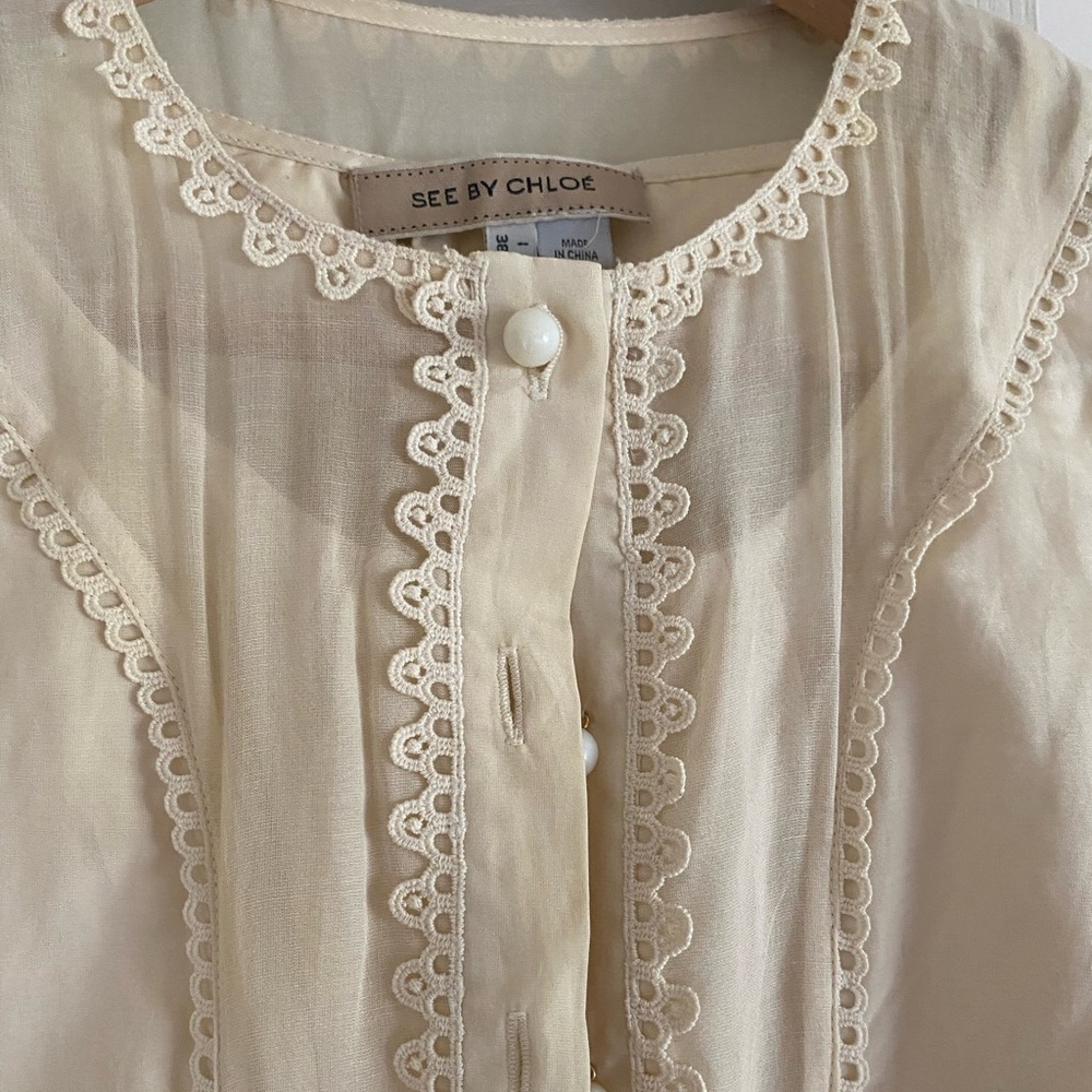 See By Chloe Ivory Lace Detail Dress